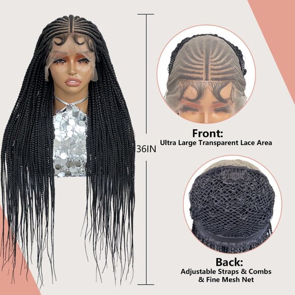 [36 INCH] 13x6 Knotless Box Braided Wig - Picture 3 of 7
